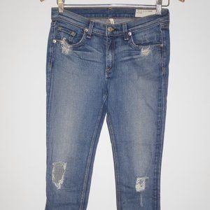Rag & Bone For Intermix Skinny Leg Jean Destroyed